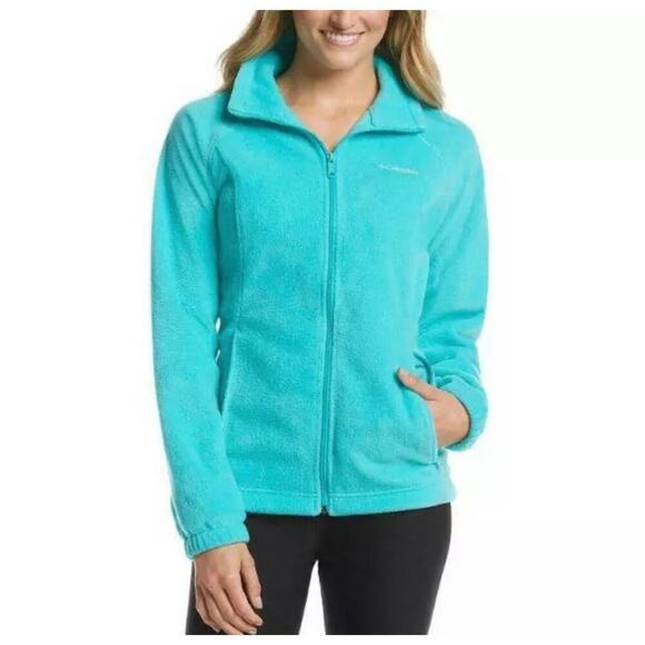 Columbia Plush Full Zip Sherpa Fleece Jacket Coat Mint Teal Womens 1X - Picture 1 of 5